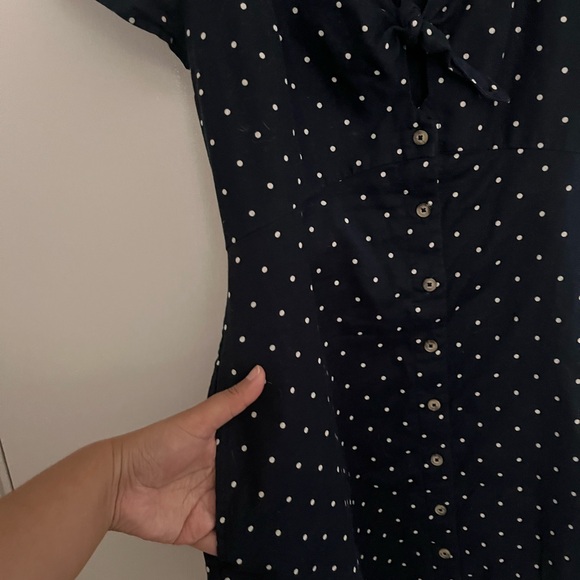 🚨LAST CHANCE🚨Abercrombie & Fitch Navy Blue Polk a Dot Dress - Picture 5 of 5